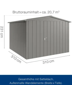 Hörmann Metallgerätehaus Juno JSD14 M-Sk Motiv Modern, ca. B333/H231/T325 cm