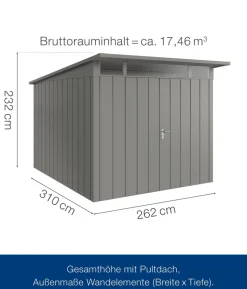 Hörmann Metallgerätehaus Juno JPD11 M-Sk Motiv Modern mit Doppeltür, ca. B277/H232/T358 cm