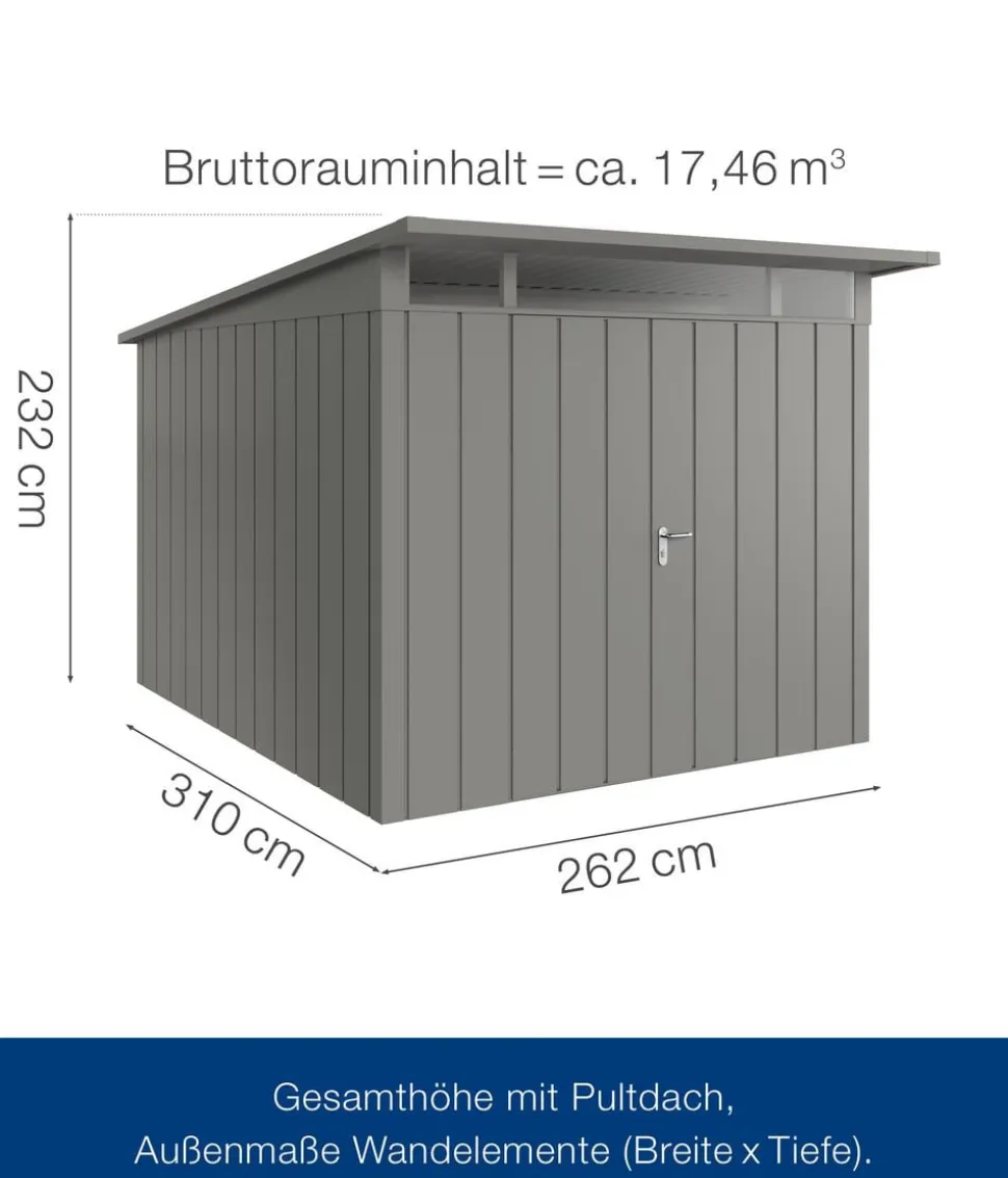 Hörmann Metallgerätehaus Juno JPD11 M-Sk Motiv Modern mit Doppeltür, ca. B277/H232/T358 cm