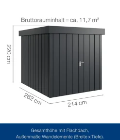 Hörmann Metallgerätehaus Juno JFD6 M-Sk Motiv Modern mit Doppeltür, ca. B229/H222/T277 cm