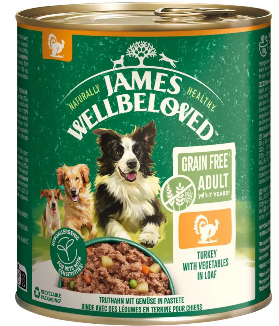 James Wellbeloved Nassfutter für Hunde Grainfree Adult, Truthahn in Pastete