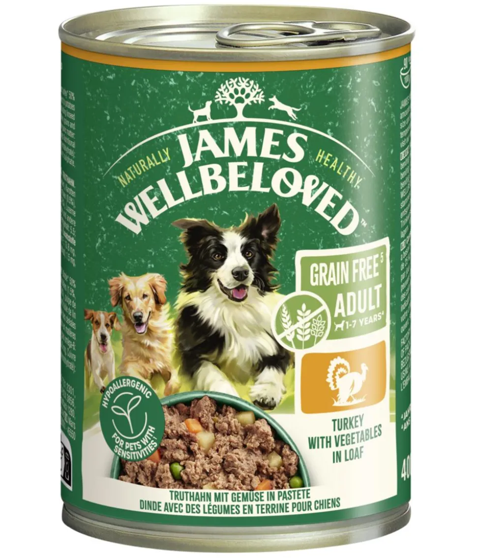 James Wellbeloved Nassfutter für Hunde Grainfree Adult, Truthahn in Pastete