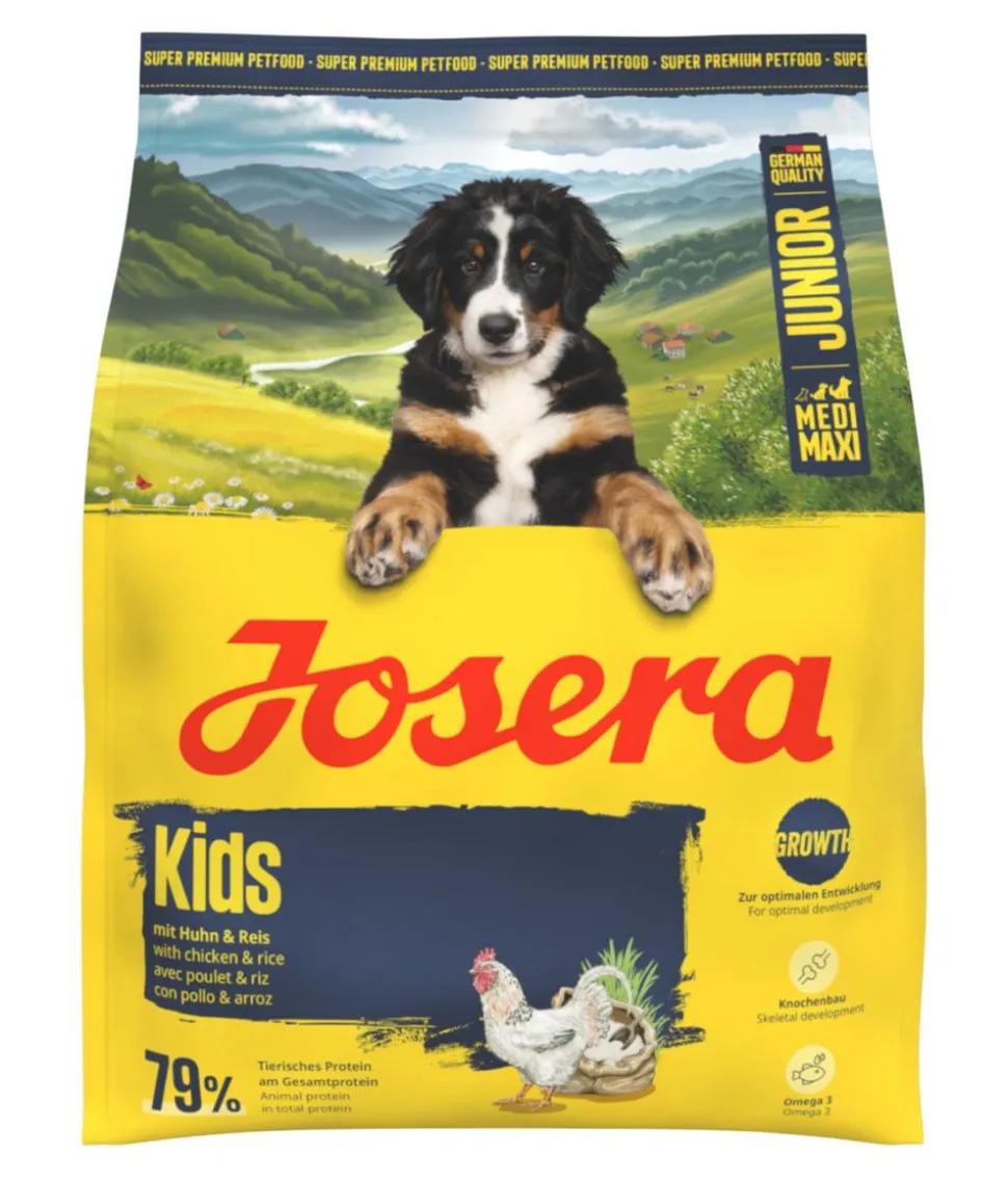 Josera Trockenfutter für Hunde Kids Medi/Maxi Junior, Huhn & Reis