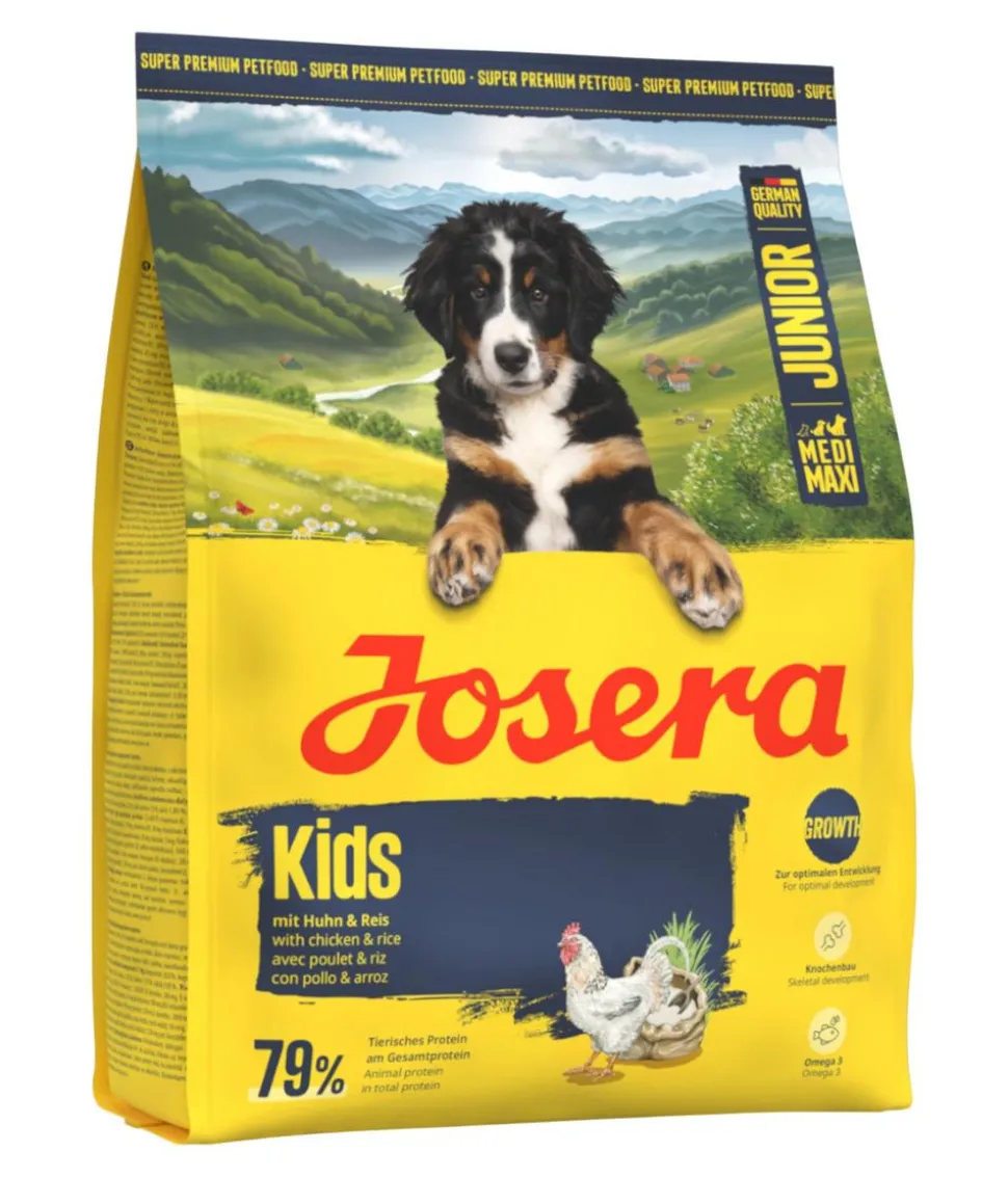 Josera Trockenfutter für Hunde Kids Medi/Maxi Junior, Huhn & Reis
