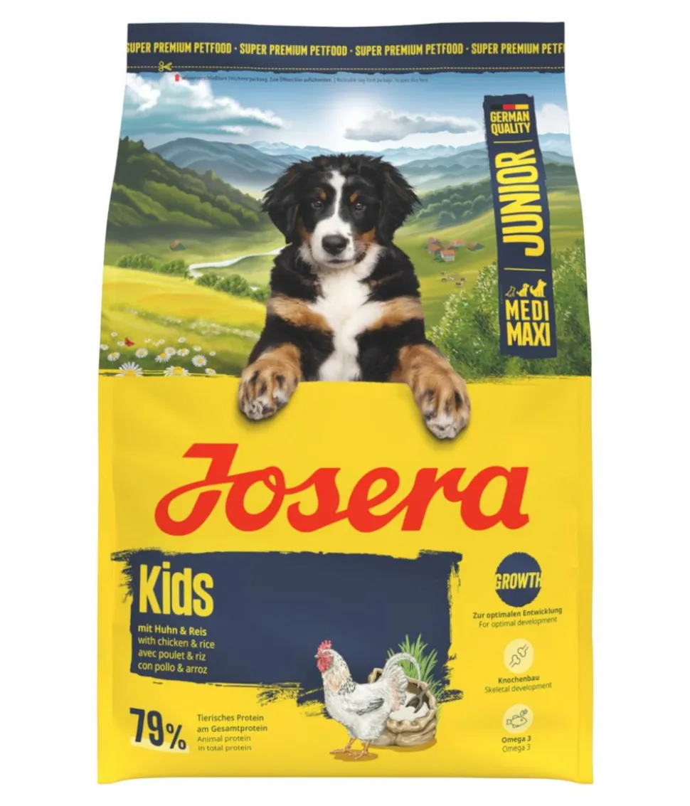Josera Trockenfutter für Hunde Kids Medi/Maxi Junior, Huhn & Reis
