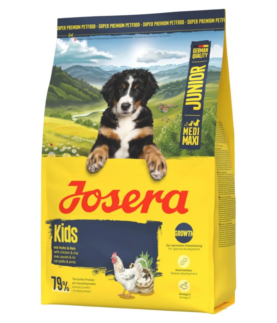 Josera Trockenfutter für Hunde Kids Medi/Maxi Junior, Huhn & Reis