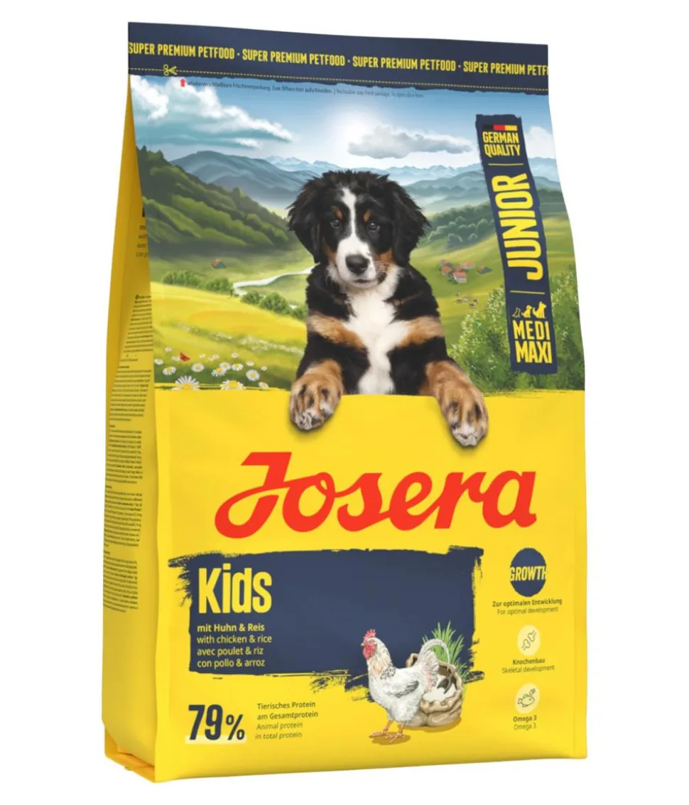 Josera Trockenfutter für Hunde Kids Medi/Maxi Junior, Huhn & Reis