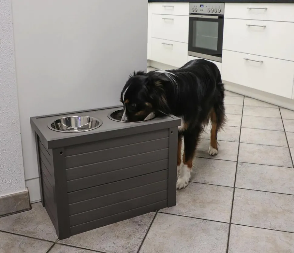 KERBL Pet Futter- & Trinkbar ECO Dinner, grau, ca. B54/H39,5/T30 cm