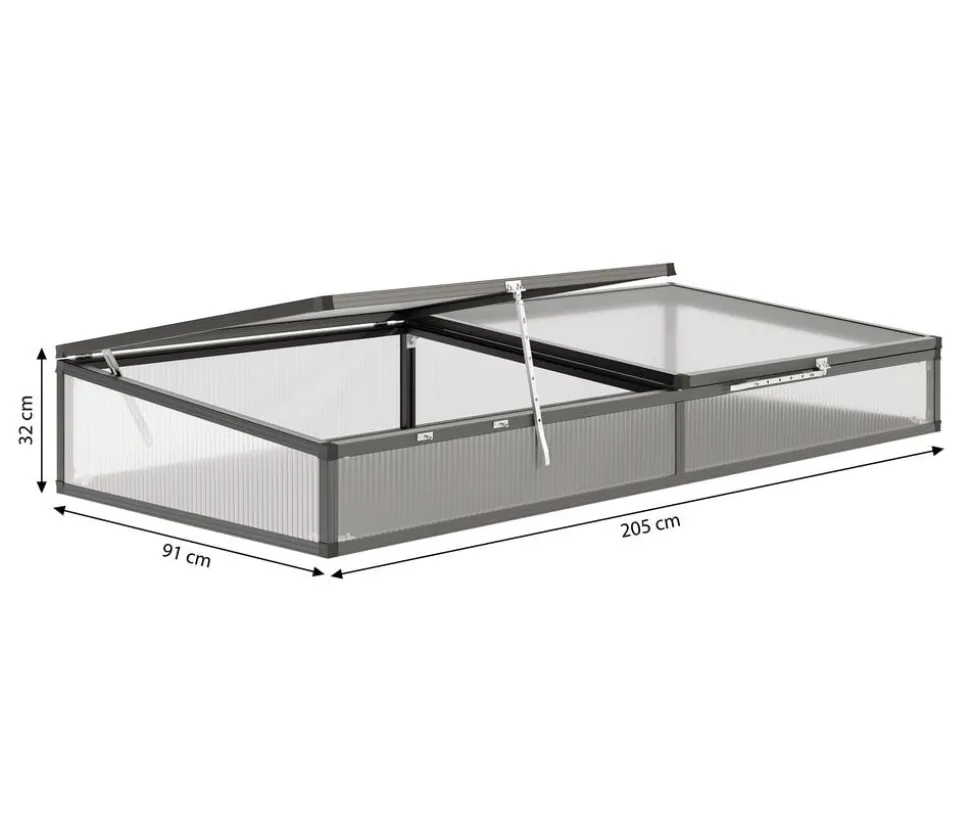 KGT Frühbeetaufsatz 210, anthrazit, ca. B205/H32/T91 cm