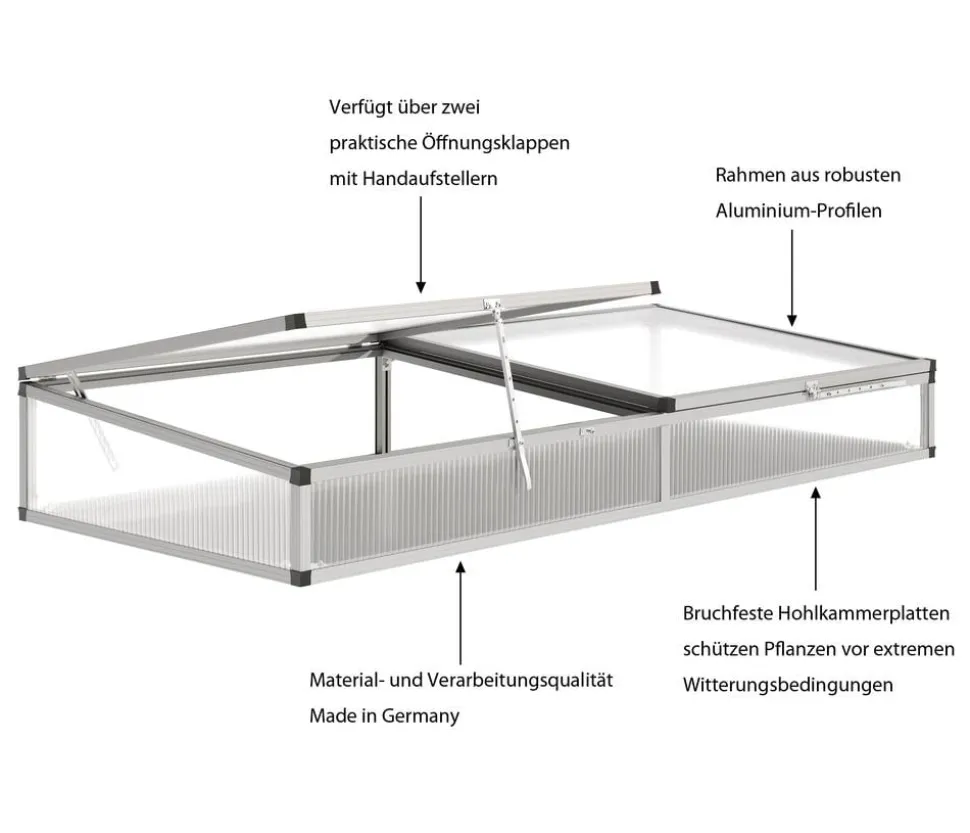KGT Frühbeetaufsatz für Hochbeet 210, silber
