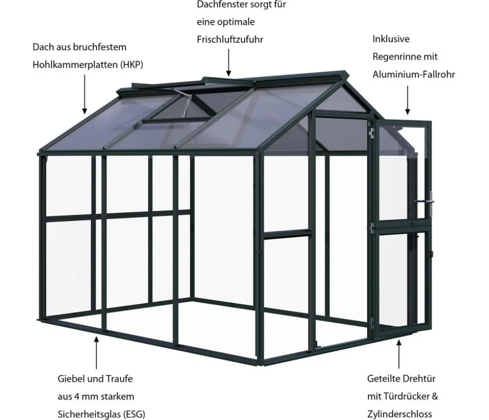 KGT Gewächshaus Galant III, ESG + HKP