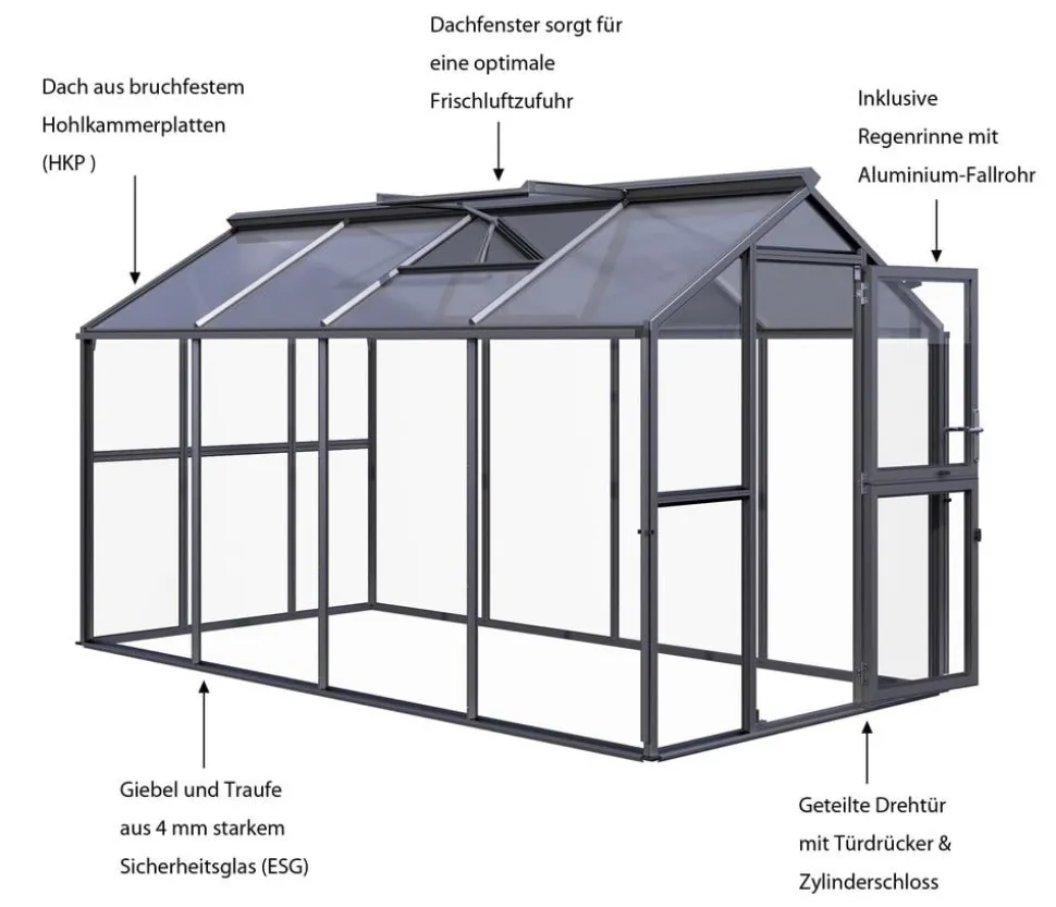 KGT Gewächshaus Galant IV, ESG + HKP