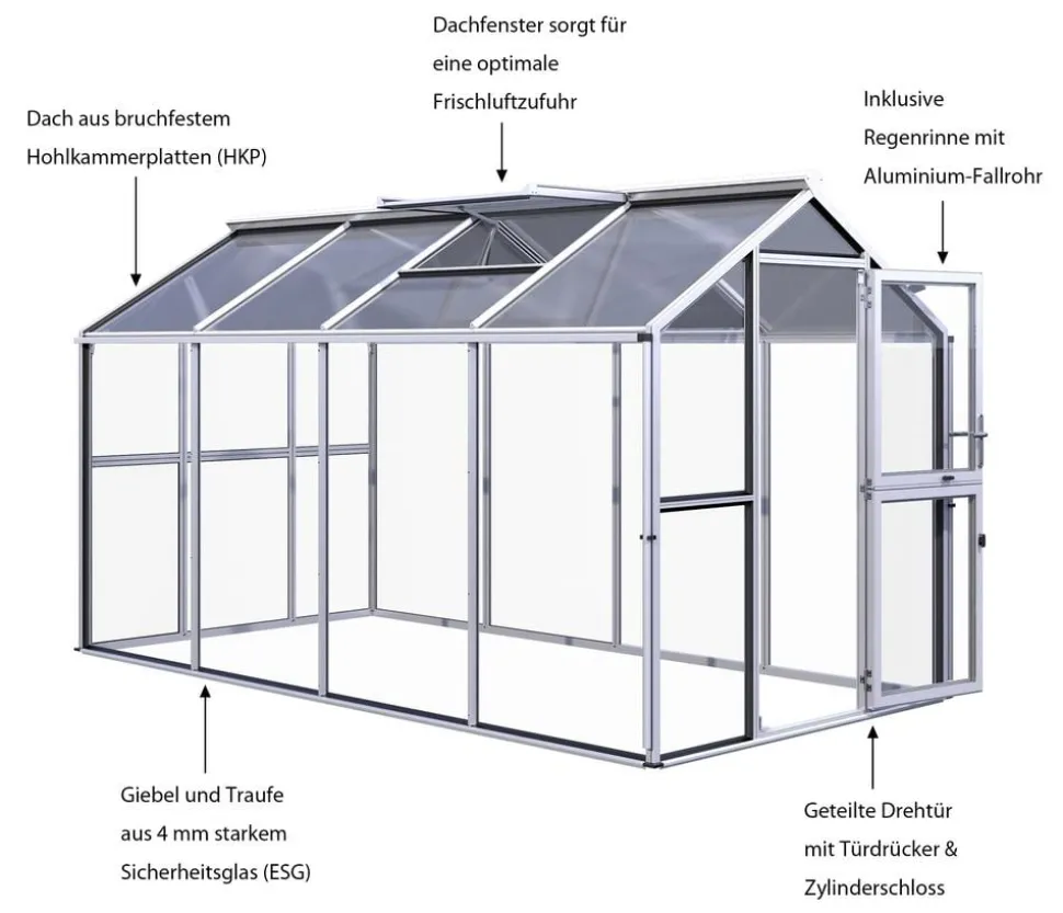 KGT Gewächshaus Galant IV, ESG + HKP