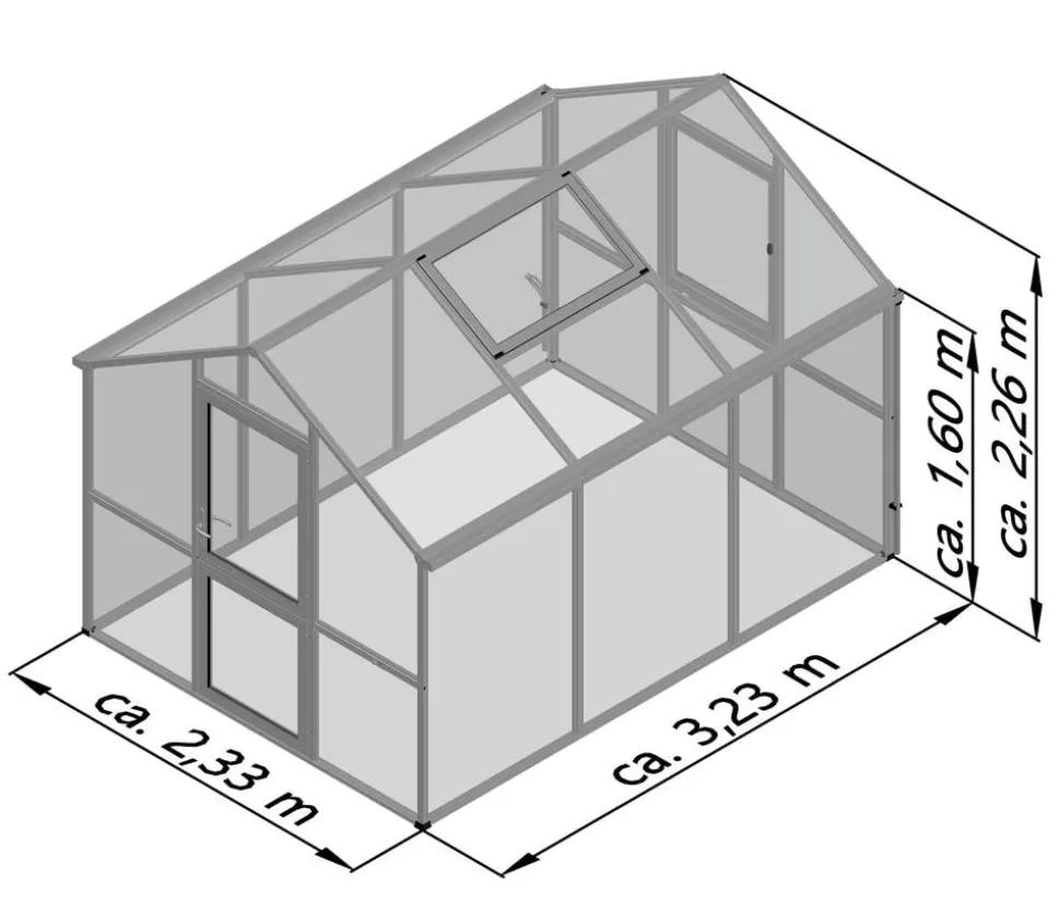 KGT Gewächshaus Iris III, ca. B233/H226/T323 cm
