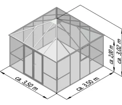 KGT Gewächshaus-Pavillon PaviLux 3,50 x 3,50 m ESG, ca. B350/H302/T350 cm