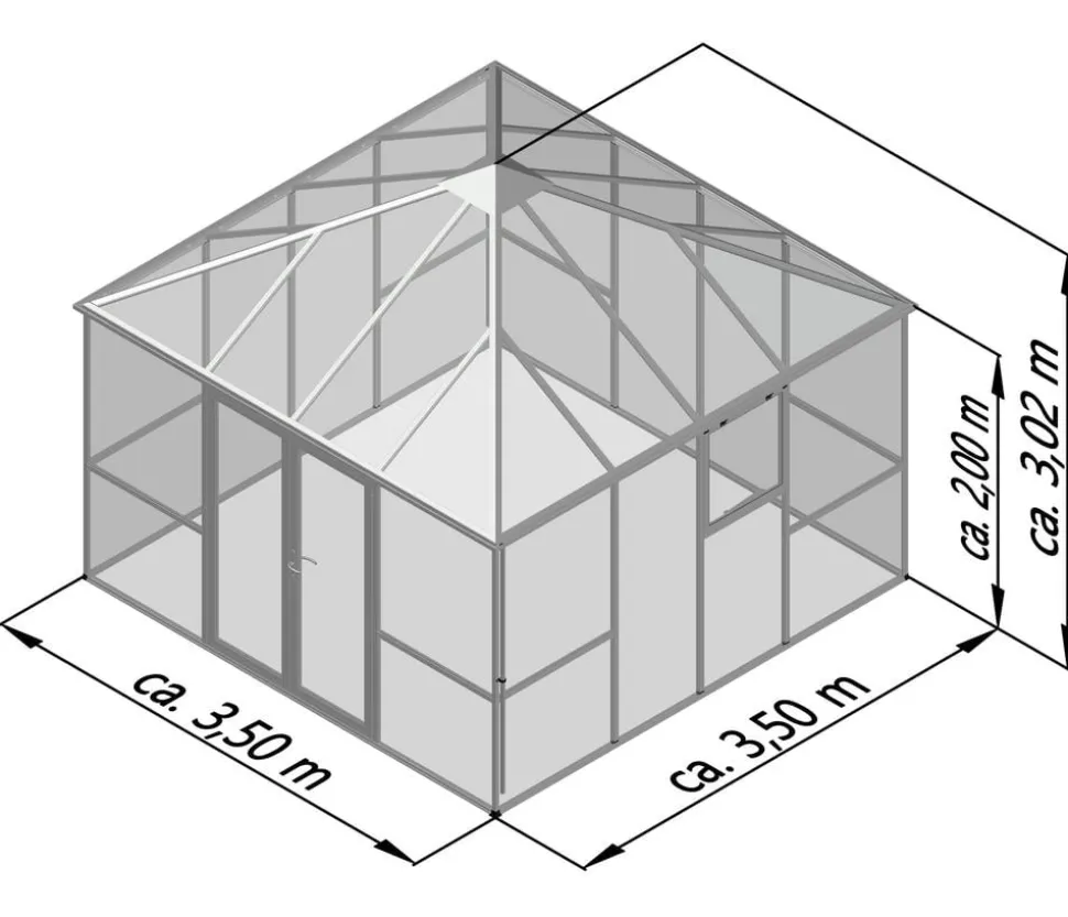 KGT Gewächshaus-Pavillon PaviLux 3,50 x 3,50 m ESG, ca. B350/H302/T350 cm