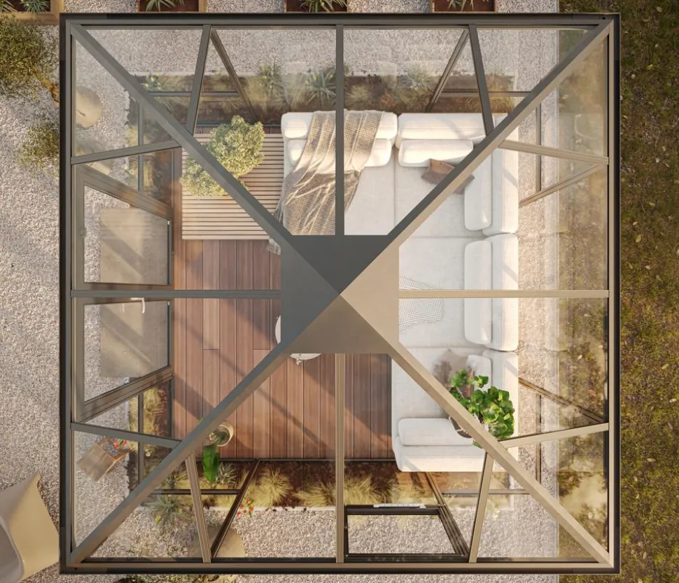 KGT Gewächshaus-Pavillon PaviLux 3,50 x 3,50 m ESG, ca. B350/H302/T350 cm