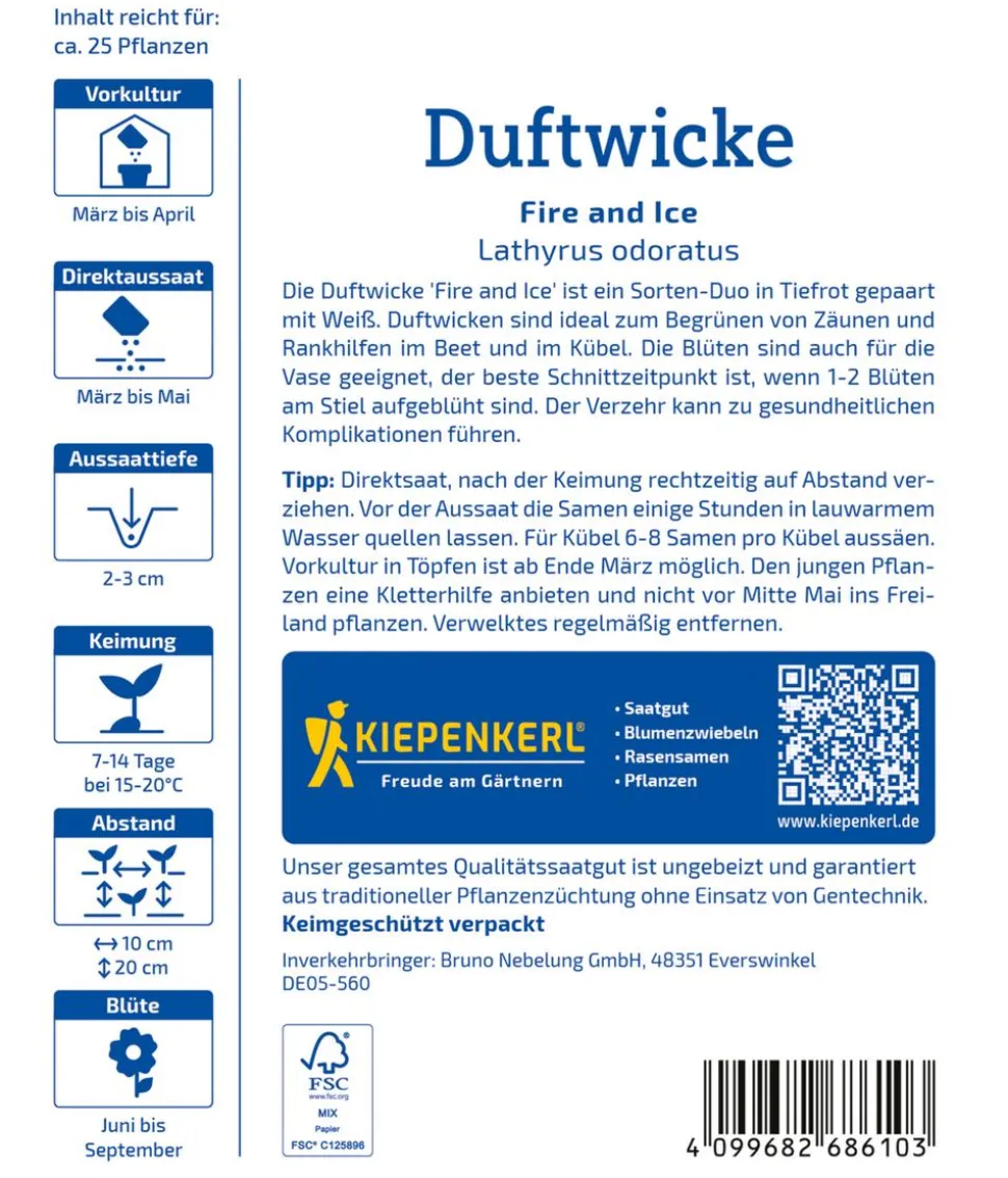 Kiepenkerl Saatgut Duftwicke Fire and Ice