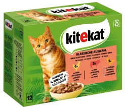 KITEKAT® Nassfutter für Katzen Multipack Klassische Auswahl in Sauce, Adult, 12 x 85 g