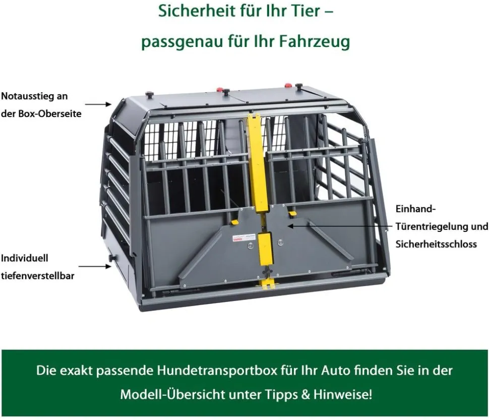 kleinmetall® Hundetransportbox VarioCage Doppelbox L, ca. B99/H65/T76-103 cm