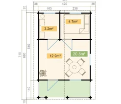 Lasita Maja Ferienhaus Elba, ca. B487,2/H265,2/T710 cm
