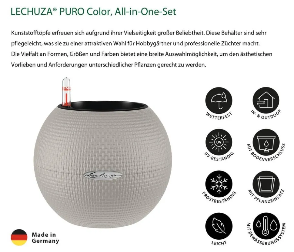 LECHUZA® PURO Color, All-in-One-Set, rund, ca. Ø20 cm