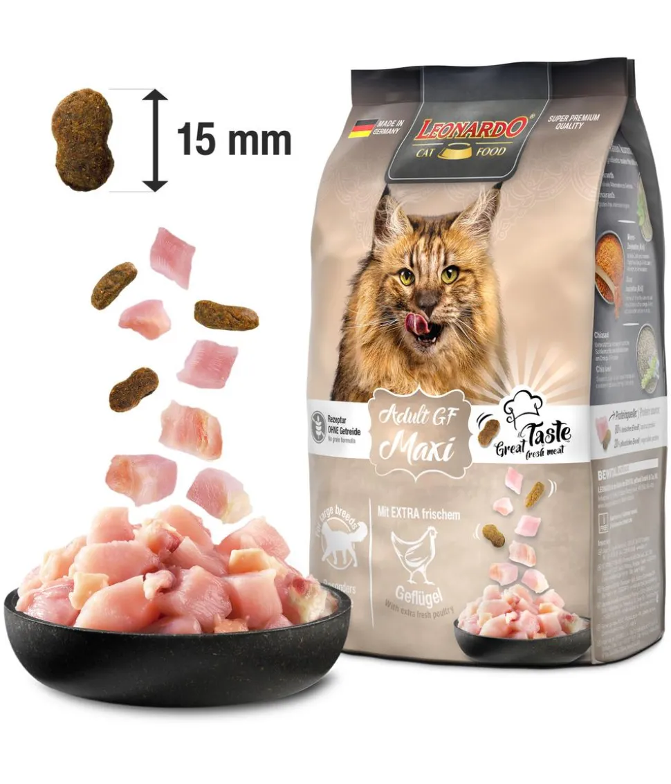 Leonardo Trockenfutter für Katzen Adult Getreidefrei Maxi, Geflügel