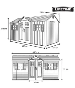 Lifetime Gerätehaus Castle, ca. B457,2/H243,84/T235,20 cm