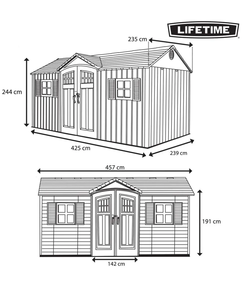 Lifetime Gerätehaus Castle, ca. B457,2/H243,84/T235,20 cm