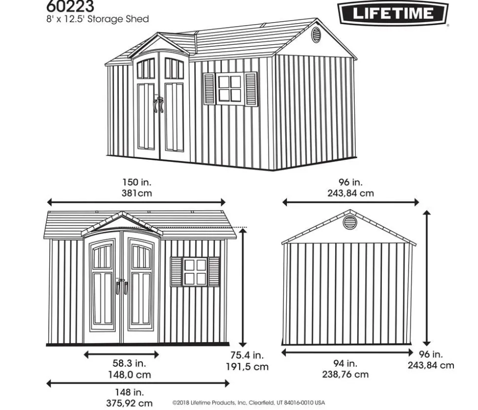 Lifetime Gerätehaus Texas, ca. B381/H243,84/T243,84 cm