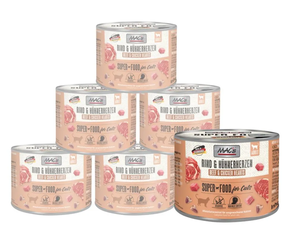 MAC's CAT Nassfutter für Katzen Fleischmenü, 6 x 200 g