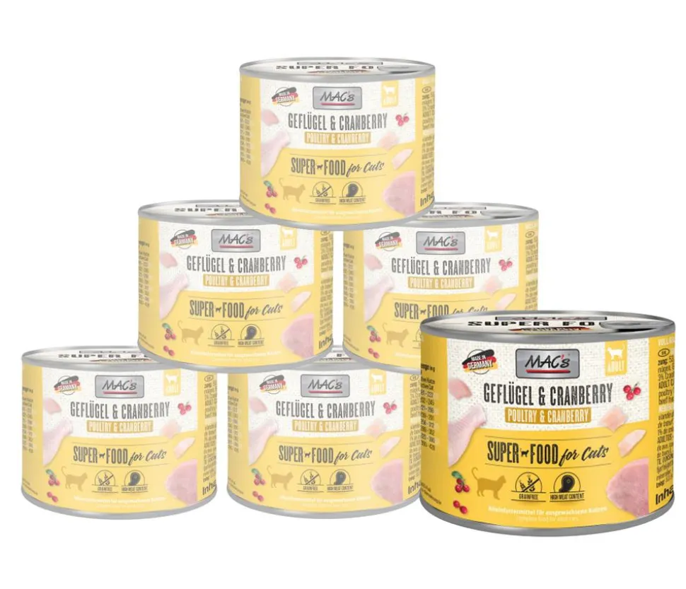 MAC's CAT Nassfutter für Katzen Fleischmenü, 6 x 200 g