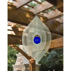 NATURE'S MELODY Windspiel Cosmo Katzenauge, 16,5 x 4,5 x 33 cm, silber/blau