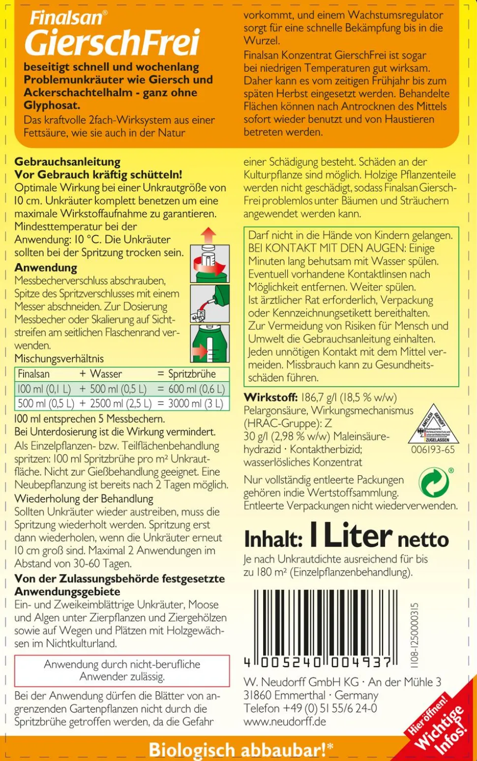 Neudorff Finalsan® GierschFrei, 1 l
