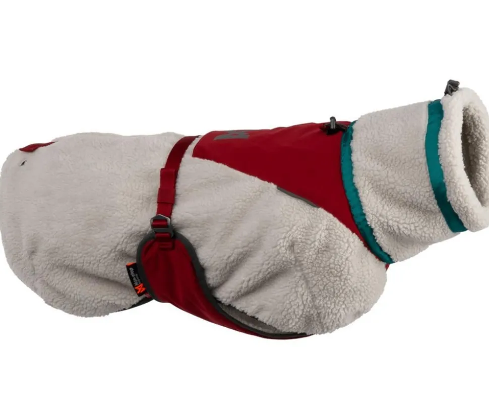 Non-stop dogwear Hunde-Fleecejacke Trekking fleece dog jacket, grau/dunkelrot/türkis