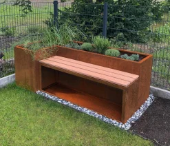 Palatino Cortenstahl-Hochbeet URbank mit Sitzbank, ca. B200/H70/T100 cm