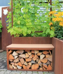 Palatino Cortenstahl-Kaminholzlager Woodpecker PRO