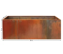 Palatino Cortenstahl-Pflanzgefäß Urban mit Zwischenboden, rechteckig, braun, ca. B200/H70/T100 cm