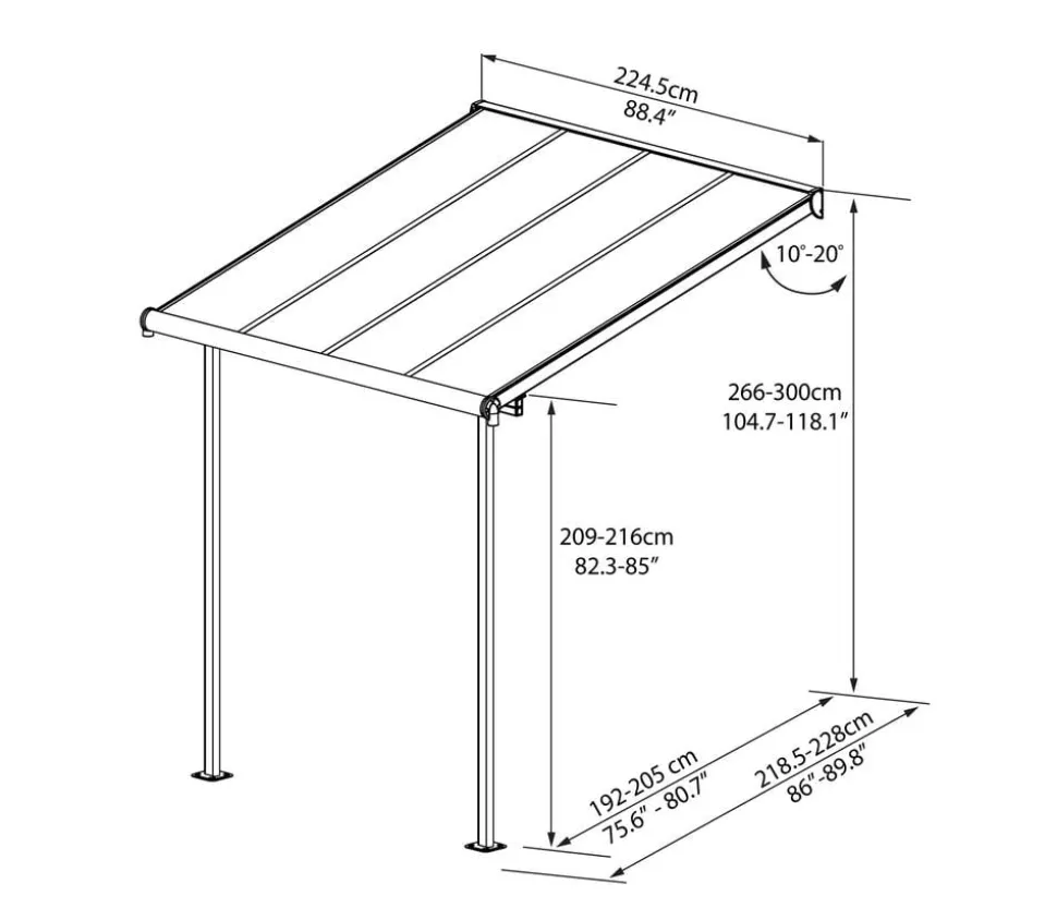 Palram Terrassenüberdachung Sierra, ca. B224,5/H300/T228 cm