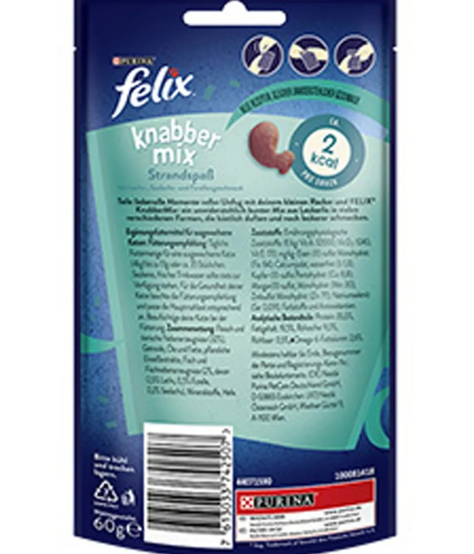 PURINA felix® Katzensnack KnabberMix Strandspaß, 8 x 60 g