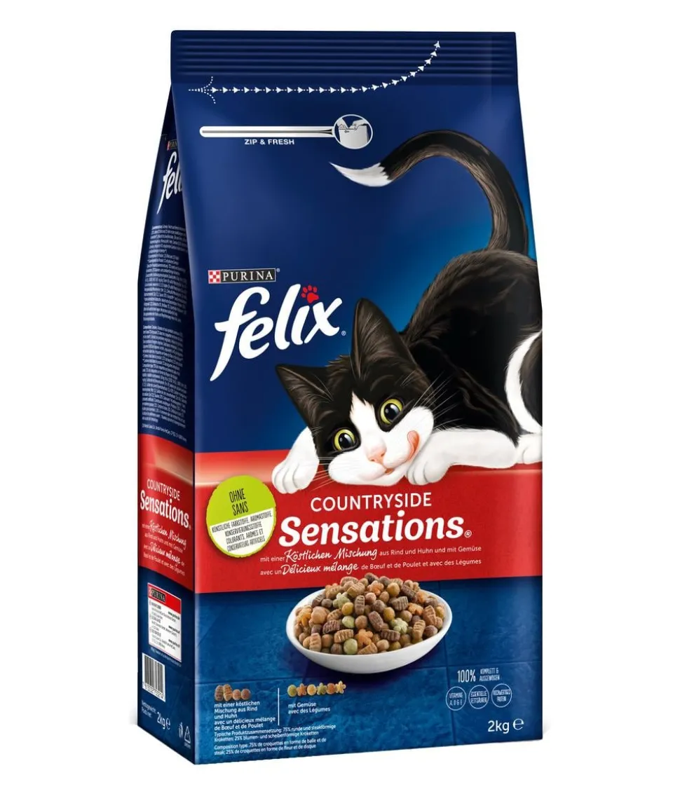 PURINA felix® Trockenfutter für Katzen Sensations, 2 kg