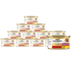 PURINA GOURMET™ Gold Nassfutter für Katzen Raffiniertes Ragout Duetto Adult, Rind & Huhn, 12 x 85 g