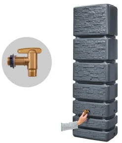 4rain Wandtank Slim Stone Decor, 350 l, ca. B60/H184/T39 cm