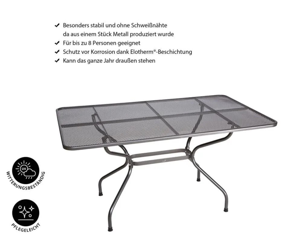 Royal Garden Streckmetall-Gartentisch, ca. B145/H74/T90 cm