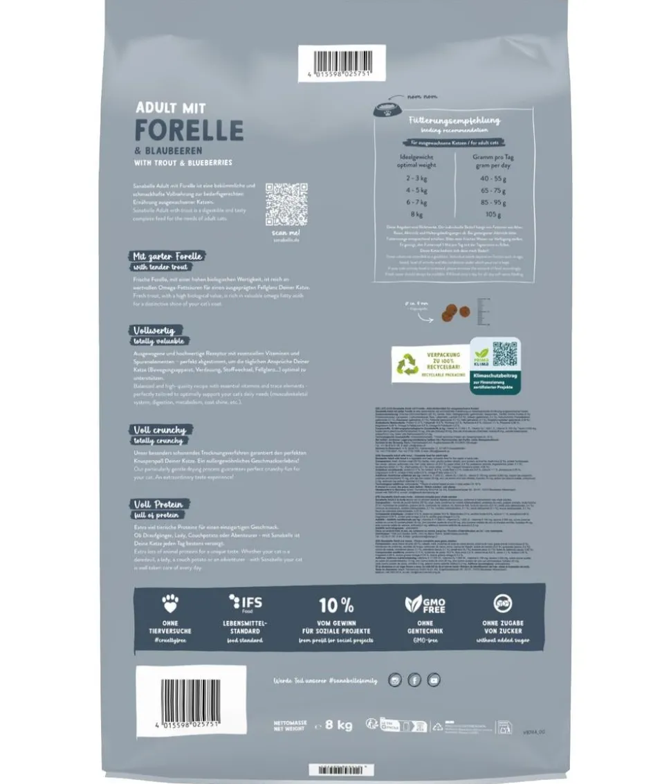 Sanabelle® Life Trockenfutter für Katzen Adult, Forelle & Blaubeeren