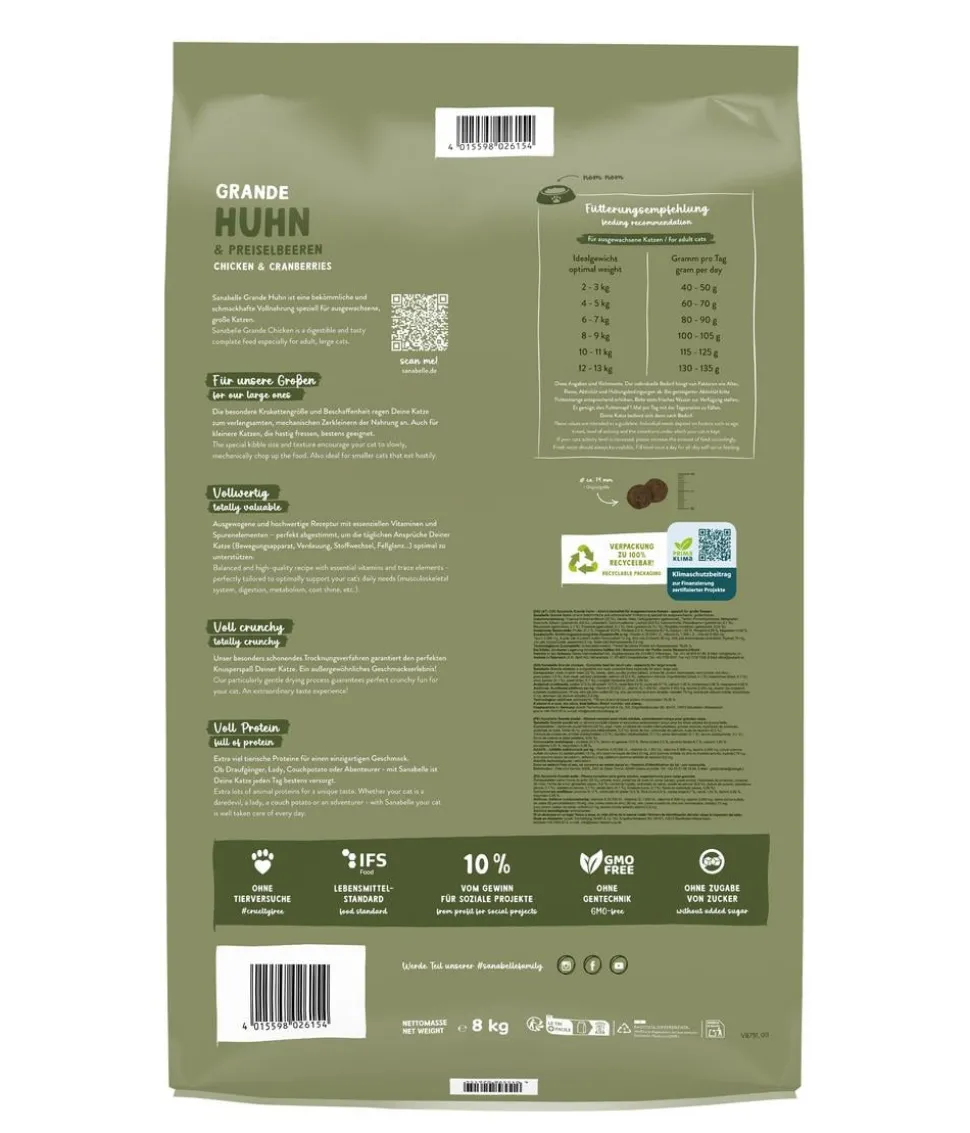 Sanabelle® Life Trockenfutter für Katzen Grande Adult, Huhn & Preiselbeere