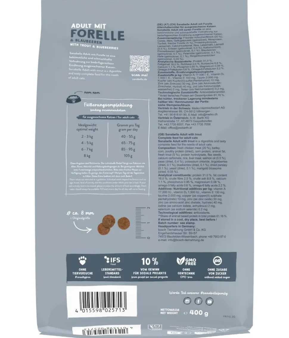 Sanabelle® Life Trockenfutter für Katzen Adult, Forelle & Blaubeeren