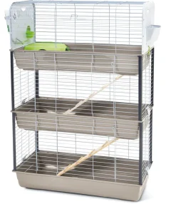 SAVIC Nagerkäfig Caesar Triple, grau/silber, ca. B100/H143T50 cm
