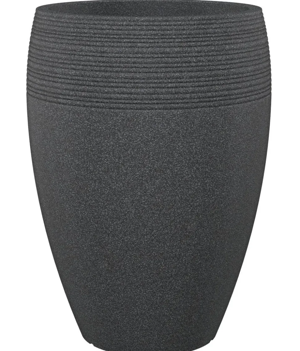 Scheurich Kunststoff-Topf Lineo High, rund, schwarz-granit