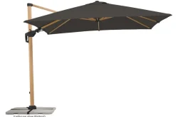 Schneider Ampelschirm Rhodos Twist Woody, Anthrazit, quadratisch, ca. B300/T300 cm